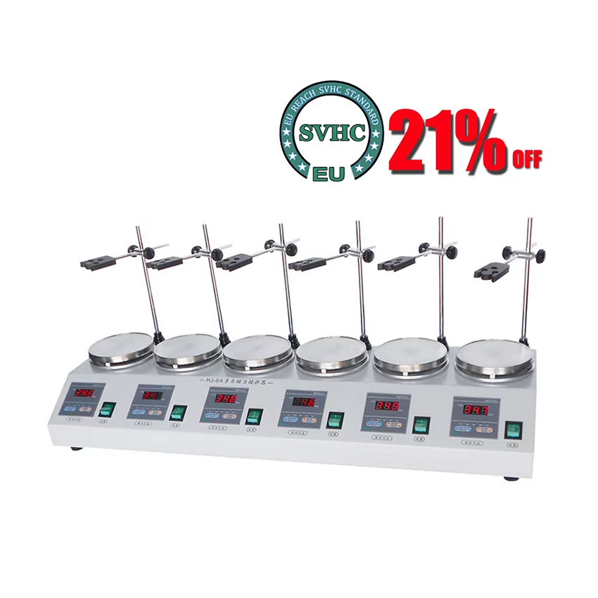 Lab Magnetic Stirrer Hot Plate - Agitatore magnetico con riscaldamento, 6 testine,